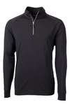 Cutter & Buck Adapt Eco Knit Stretch Recycled Mens Big And Tall Quarter Zip Pullover Jacket In Black