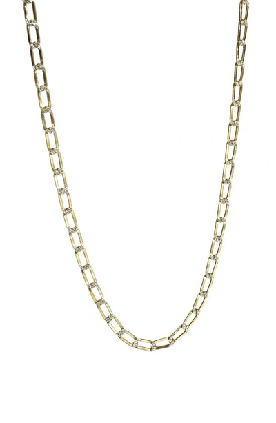 Argento Vivo Sterling Silver Diamond Cut Link Choker Necklace In Gold