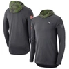 Nike Anthracite West Virginia Mountaineers Military Long Sleeve Hoodie T-shirt In Anthracite