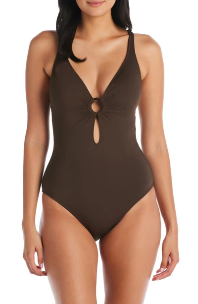 Bleu Rod Beattie Ring Me Up One-piece Swimsuit In Dark Chocolate