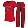 Concepts Sport Women's  Red, Black Portland Trail Blazers Badge T-shirt And Pajama Pants Sleep Set In Red