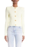 Balmain Cropped Ribbed-knit Cardigan In Jaune Pale