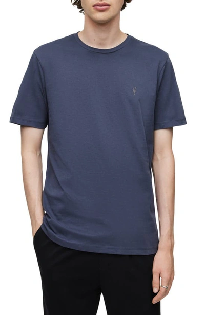 Allsaints Brace 3-pack Short Sleeve Crewneck T-shirts In Blue/ Optic White