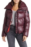 Save The Duck Isla Quilted Puffer Jacket In Burgundy Black