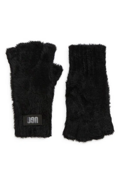 Ugg Plush Fingerless Gloves In Black