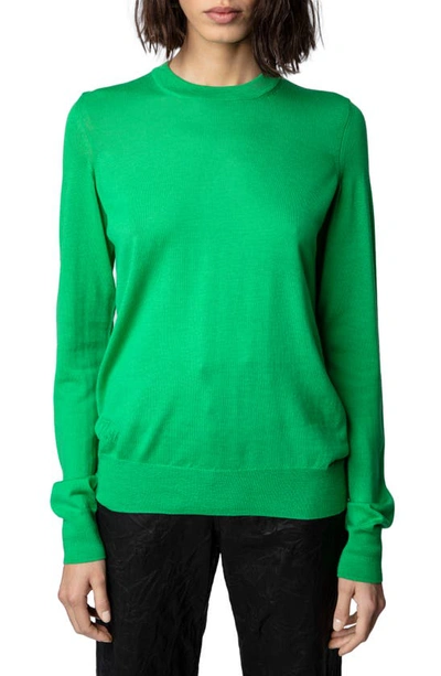 Zadig & Voltaire Emma Rib Trim Wool Sweater In Pomme