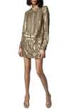 Zadig & Voltaire Roysse Sequin Minidress In Bronze