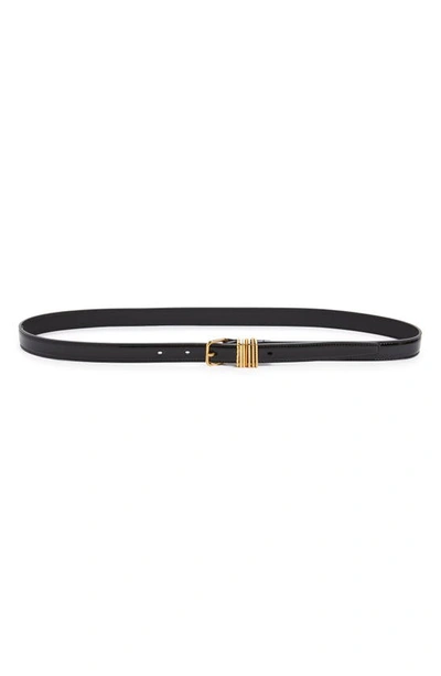 Saint Laurent Patent Leather Belt In Noir