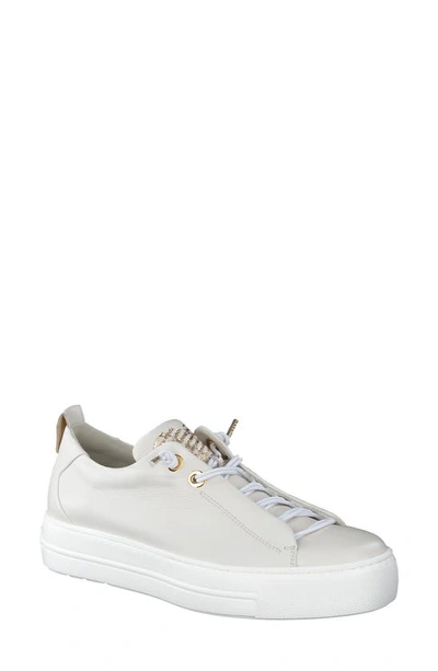 Paul Green Faye Sneaker In Ivory Gold Leather