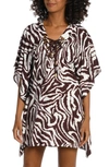 La Blanca Fierce Lace-up Caftan Coverup In Java