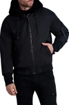 Karl Lagerfeld Reversible Faux Fur Hooded Bomber Jacket In Black/ Black