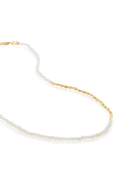 Monica Vinader Mini Beaded Nugget Pearl Necklace In 18ct Gold Vermeil On Sterling