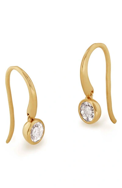 Monica Vinader Diamond Essential Drop Earrings In Gold