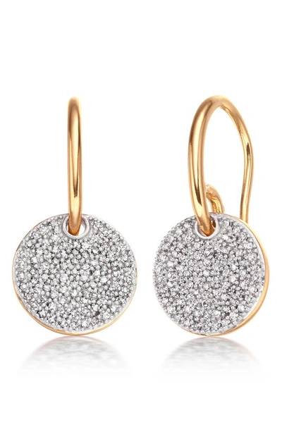 Monica Vinader Ava Diamond Disc Drop Earrings In 18ct Gold Vermeil On Sterling