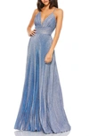 Mac Duggal Sparkle A-line Gown In Royal/silver
