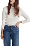Madewell Ribbed Long Sleeve Turtleneck Crop Top In Antique Cream