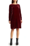 Eileen Fisher Missy Velvet Mini Shift Dress In Deep Claret