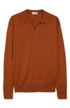 John Smedley Puck Cotton Polo Sweater In Ginger
