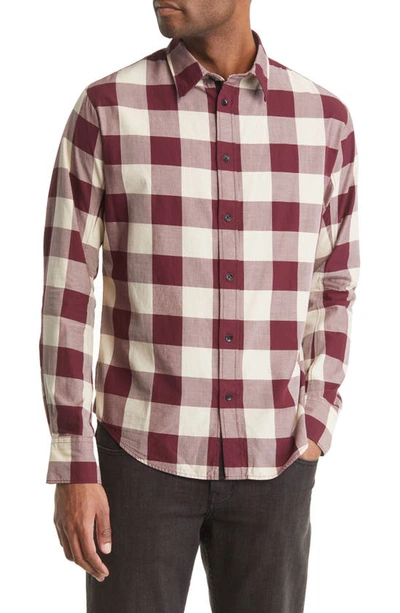 Rag & Bone Fit 2 Slim Fit Engineered Check Cotton Button-up Shirt In Burgundy Buff