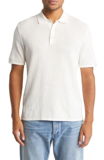 Rag & Bone Relaxed Fit Railroad Stitch Polo In Neutral