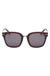 Tom Ford Philippa 68mm Gradient Square Sunglasses In Shiny Bordeaux/ Smoke