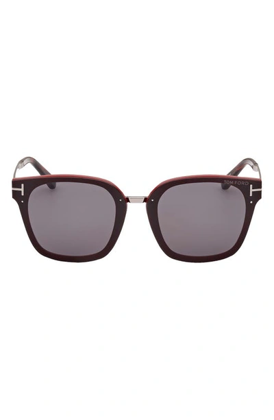 Tom Ford Philippa 68mm Gradient Square Sunglasses In Shiny Bordeaux/ Smoke