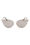 Tom Ford Anais 62mm Cat Eye Sunglasses In Shiny Pale Gold/ Smoke