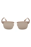 Tom Ford Hudson 55mm Square Sunglasses In Shiny Pale Gold/ Gunmetal