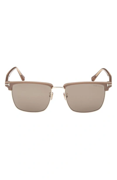 Tom Ford Hudson 55mm Square Sunglasses In Brown/brown Mirror
