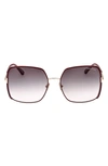 Tom Ford Raphaela 60mm Butterfly Sunglasses In Shiny Rose Gold/ Smoke