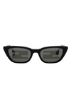 Fendi The  Baguette Anniversary 53mm Cat Eye Sunglasses In Shiny Black/ Solid Smoke