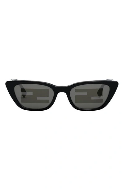 Fendi Baguette 53mm Cat Eye Sunglasses In Shiny Black