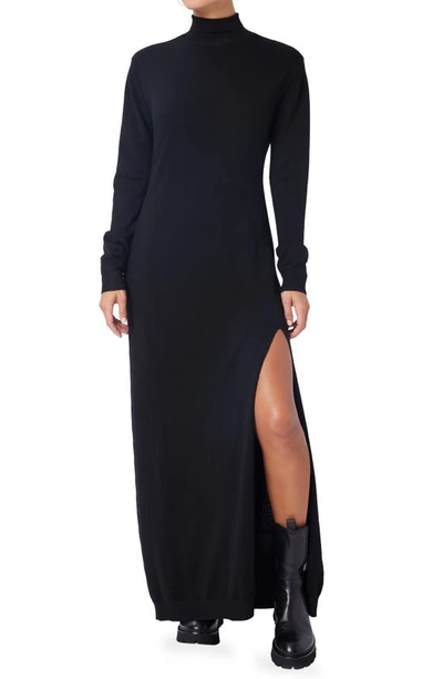 Lita By Ciara Solid Affection Long Sleeve Maxi Dress In Black