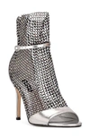 Nine West Imery Rhinestone Fishnet Bootie In Black/ Silver