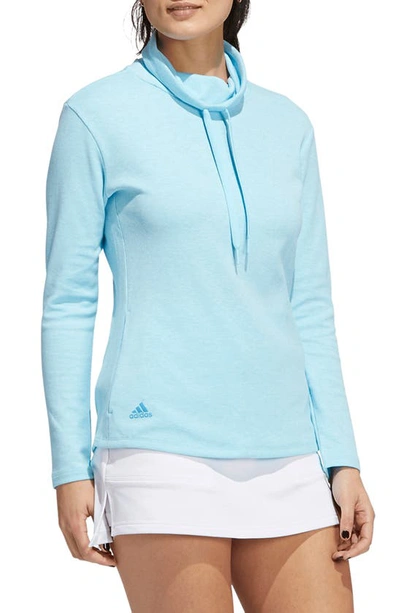 Adidas Golf Mélange High Neck Golf Pullover In Bliss Blue Mel