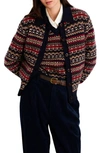 Alex Mill Fair Isle Polo Merino Wool Cardigan In Navy/ Red Combo