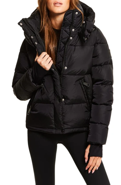 Sam. Remy Water Repellent Down Puffer Jacket With Removable Hood In Matte Black