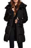 Sam Savannah Hooded Puffer Coat In Matte Black