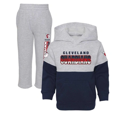 Outerstuff Kids' Toddler Navy/heather Gray Cleveland Guardians Two-piece Playmaker Set