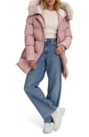 Noize Ophelia Faux Fur Trim Puffer Parka In Deauville Mauve