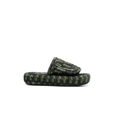 Natasha Zinko High Touch-strap Slides In Black