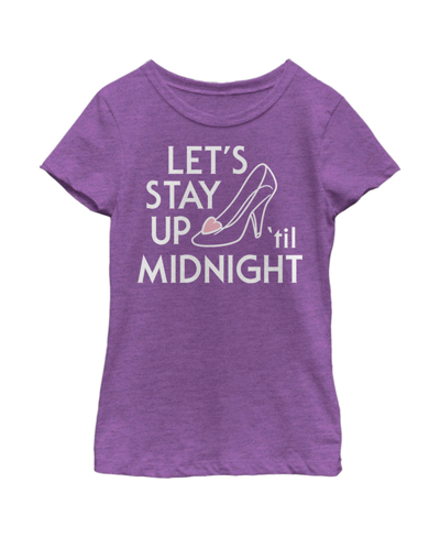 Disney Girl's Cinderella Stay Up 'til Midnight Child T-shirt In Purple Berry