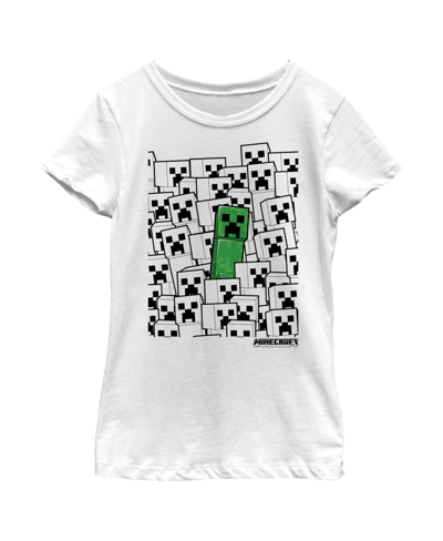 Microsoft Girl's Minecraft Stand Out Green Creeper Child T-shirt In White