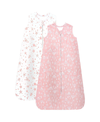 Bublo Baby Baby Wearable Blanket, Cotton Sleep Sacks, 2 Pack Unisex Sleeping Bag Sack, 2-way Zipper, 0.5 Tog Br In Pink