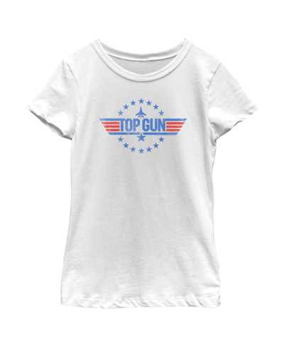 Paramount Pictures Kids' Girl's Top Gun Circle Of Stars And Fighter Jet Movie Logo Child T-shirt In White