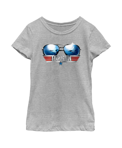 Paramount Pictures Kids' Girl's Top Gun Aviator Sunglasses Logo Child T-shirt In Athletic Heather