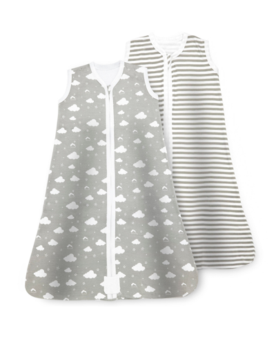 Bublo Baby Baby Wearable Blanket, Cotton Sleep Sacks, 2 Pack Unisex Sleeping Bag Sack, 2-way Zipper, 0.5 Tog Br In Grey