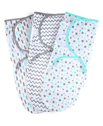Bublo Baby Baby Swaddle Blanket Boy Girl, 3 Pack Newborn Swaddles, Infant Adjustable Swaddling Sleep Sack In Turquoise