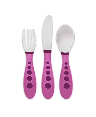 Nuk Babies' First Essentials Kiddy Cutlery Spoon, Fork, Knife Set, 3 Pack, Purple