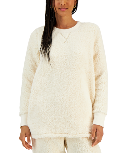 Style & Co Petite Sherpa Tunic Pullover, Created For Macy's In Eggnog